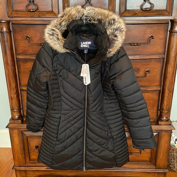 lands end women's insulated cozy fleece lined primaloft coat